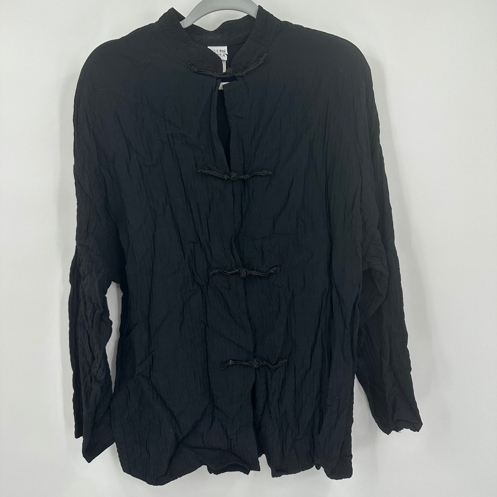 Eileen Fisher Women Lagenlook Jacket Size M Quiet Luxury Frog Closure Minimalist